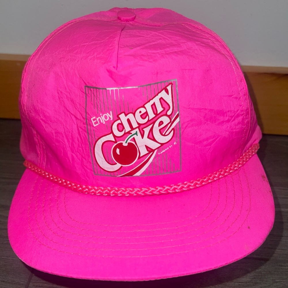 Vintage Hot Pink Cherry Coke Snapback Unisex Hat Cap 100% Nylon